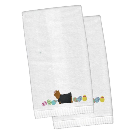 Carolines Treasures Yorkie Yorkshire Terrier Easter White Embroidered Plush Hand Towel, 2PK CK1695KTEMB